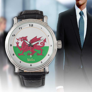Patriotische walisische Flagge, Wales Mode /Design Armbanduhr