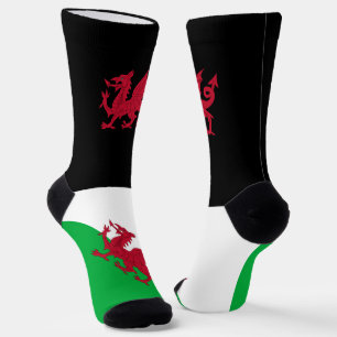Patriotische walisische Socken, Drachenfahne und W Socken