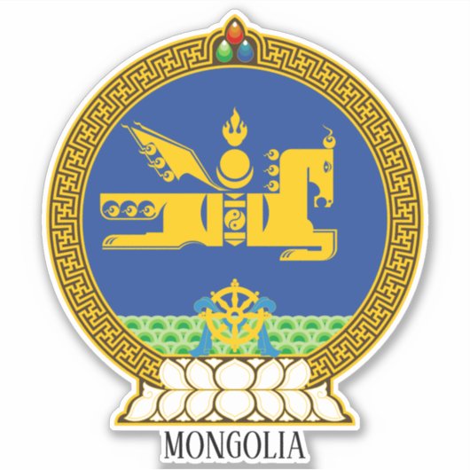 Patriotische Wappendecke der Mongolei Aufkleber (Vorderseite)