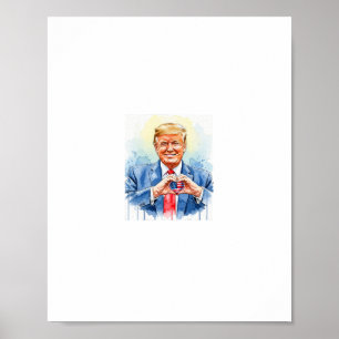 Patriotische Wasserfarbe Trump Herz Hände  Poster