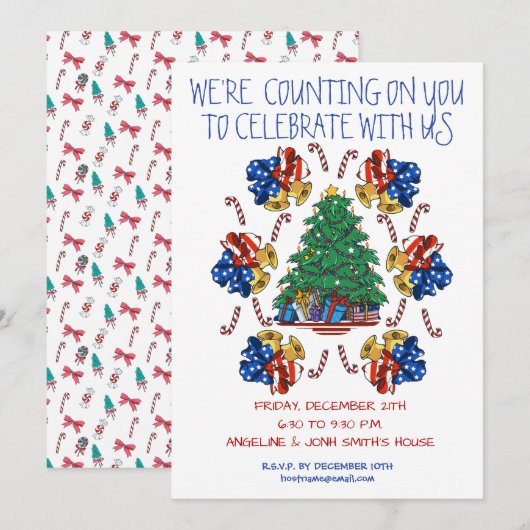 Patriotische Weihnachten Personalisiert Einladung (Vorne/Hinten)