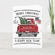 Patriotische Weihnachten Vintage Red Truck Flag Ru