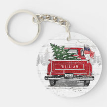 Patriotische Weihnachten Vintage Red Truck Flag Ru