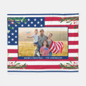 Patriotische Weihnachts-Custom-Foto American Flag Fleecedecke (Vorderseite (Horizontal))