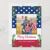 Patriotische Weihnachts-Militär-Foto Amerikanische Feiertagskarte (Vorderseite)