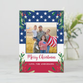 Patriotische Weihnachts-Militär-Foto Amerikanische Feiertagskarte (Stehend Vorderseite)