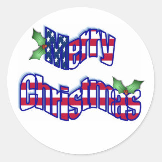 Patriotische Weihnachtsaufkleber Runder Aufkleber