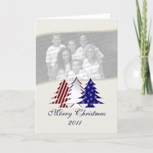 Patriotische Weihnachtsbäume Feiertagskarte