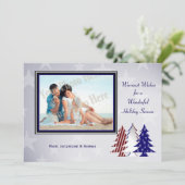 Patriotische Weihnachtsbaumen Flachkarte Gruß Feiertagskarte (Stehend Vorderseite)