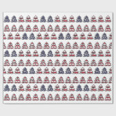 Patriotische Weihnachtsbaumen Happy XMAS Geschenkpapier (Flach)