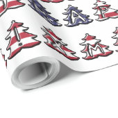 Patriotische Weihnachtsbaumen Happy XMAS Geschenkpapier (Rolleneckpunkt)