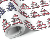 Patriotische Weihnachtsbaumen Merry XMAS Geschenkpapier (Rolleneckpunkt)