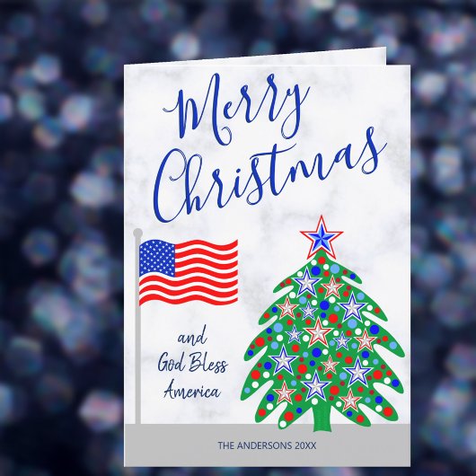 Patriotische Weihnachtsbaumfahne Feiertagskarte