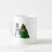 Patriotische Weihnachtssnowman-Kaffee-Tasse Kaffeetasse (Vorderseite Links)
