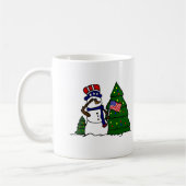 Patriotische Weihnachtssnowman-Kaffee-Tasse Kaffeetasse (Links)