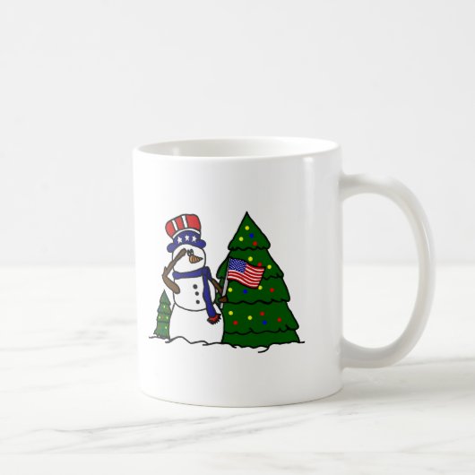 Patriotische Weihnachtssnowman-Kaffee-Tasse Kaffeetasse (Rechts)