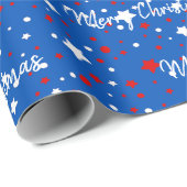 Patriotische Weihnachtsstars auf Blue Geschenkpapier (Rolleneckpunkt)