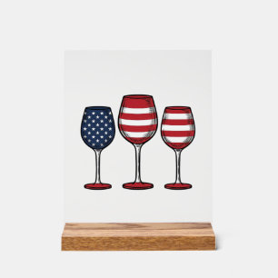Patriotische Weingläser Vintage-Vector-Shirt-Desig Acrylschild