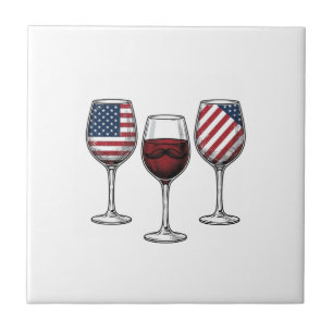 Patriotische Weingläser Vintage-Vector-Shirt-Desig Fliese