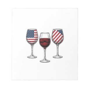 Patriotische Weingläser Vintage-Vector-Shirt-Desig Notizblock