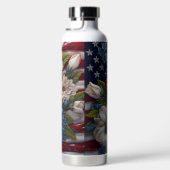 PATRIOTISCHE WEISSE BLAUE BLUME FLACHEN TRINKFLASCHE (Rechts)