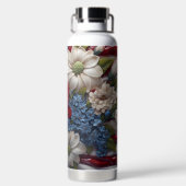 PATRIOTISCHE WEISSE BLAUE BLUME FLACHEN TRINKFLASCHE (Rückseite)