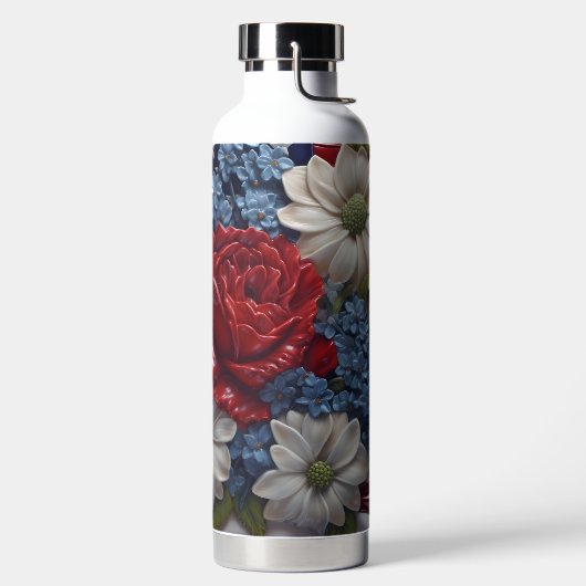 PATRIOTISCHE WEISSE BLAUE BLUME FLACHEN TRINKFLASCHE (links)