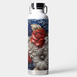 PATRIOTISCHE WEISSE BLAUE BLUME FLACHEN TRINKFLASCHE