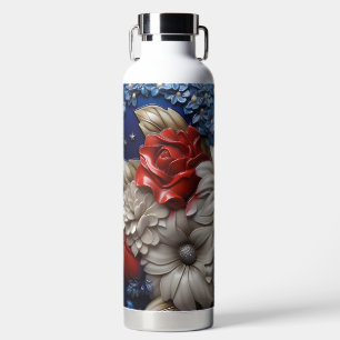 PATRIOTISCHE WEISSE BLAUE BLUME FLACHEN TRINKFLASCHE