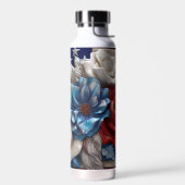 PATRIOTISCHE WEISSE BLAUE BLUME FLACHEN TRINKFLASCHE (Links)