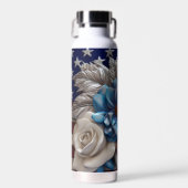 PATRIOTISCHE WEISSE BLAUE BLUME FLACHEN TRINKFLASCHE (Vorne)