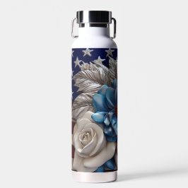 PATRIOTISCHE WEISSE BLAUE BLUME FLACHEN TRINKFLASCHE