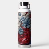 PATRIOTISCHE WEISSE BLAUE BLUME FLACHEN TRINKFLASCHE (Rückseite)