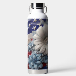 PATRIOTISCHE WEISSE BLAUE BLUME FLACHEN TRINKFLASCHE