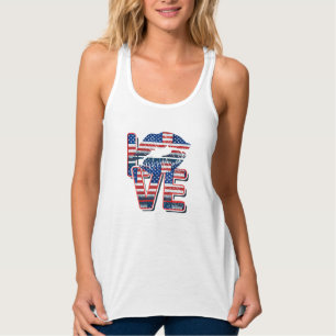 PATRIOTISCHE WEISSE, BLAUE LIEBE UND LIPS TANK TOP