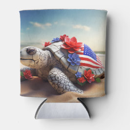 PATRIOTISCHE WEISSE BLAUE TURTONIE UND BLUME DOSENKÜHLER