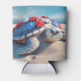 PATRIOTISCHE WEISSE BLAUE TURTONIE UND BLUME DOSENKÜHLER