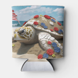 PATRIOTISCHE WEISSE BLAUE TURTONIE UND BLUME DOSENKÜHLER