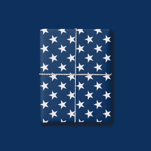 Patriotische weiße Sterne Marineblau Amerikanisch Geschenkpapier
