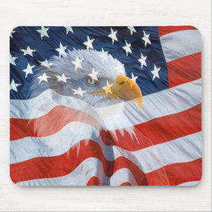 Patriotische Weißkopfseeadler-amerikanische Flagge Mousepad