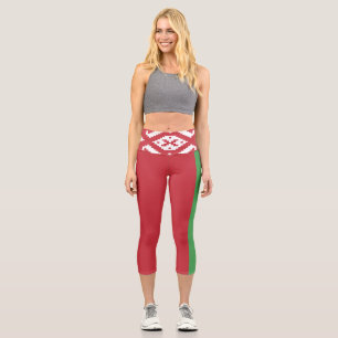 Patriotische weißrussische Flagge Capri Leggings
