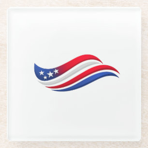 Patriotische Wellenflaggenteller   USA-Sterne-Feie Glasuntersetzer