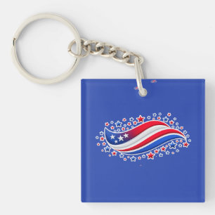 Patriotische, wellenförmige amerikanische Flagge m Schlüsselanhänger