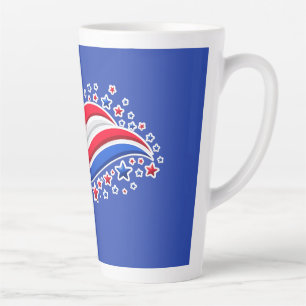 Patriotische Wellenförmige amerikanische Flagge mi Milchtasse