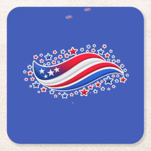Patriotische Wellenförmige amerikanische Flagge mi Rechteckiger Pappuntersetzer