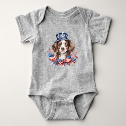 Patriotische Welpe 4. Juli USA Unabhängigkeitstag Baby Strampler (Vorderseite)