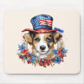 Patriotische Welpe 4. Juli USA Unabhängigkeitstag Mousepad (Vorne)