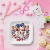 Patriotische Welpe 4. Juli USA Unabhängigkeitstag Pappteller (Party)