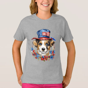 Patriotische Welpe 4. Juli USA Unabhängigkeitstag T-Shirt