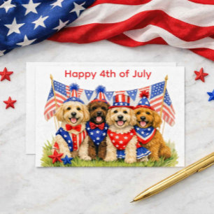 Patriotische Welpen: Doodle Dogs 4. Juli Feiertagspostkarte